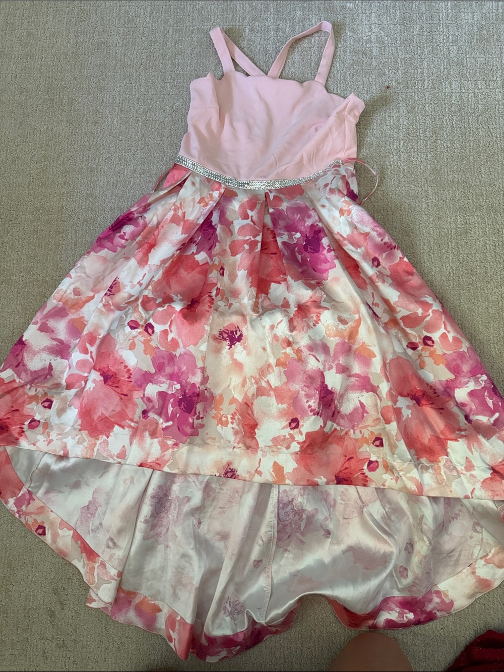 Speechless Girls Pink Floral High-Low Formal Dress